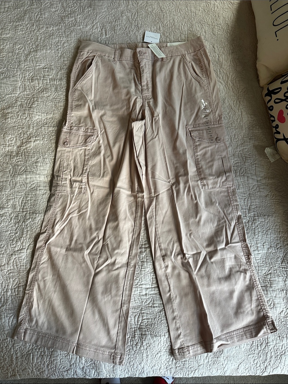 American Eagle light pink baggy wide leg Cargo Pants - Casual Utility Style